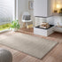 Kurzflor Teppich Designer | Flauschiger Flachflor fürs Wohnzimmer, Esszimmer, Schlafzimmer oder Kinderzimmer | Creme